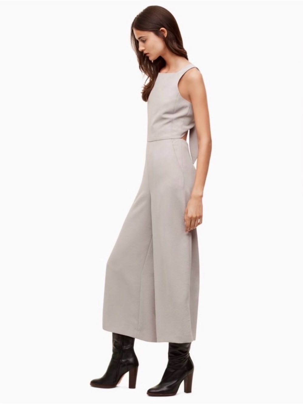 Wilfred Taupe “Encoulement” Square-Neck Wide-Leg Jumpsuit